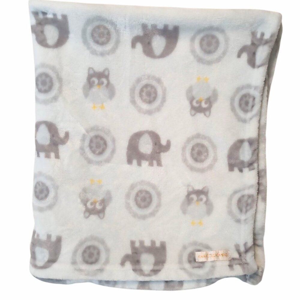 2020 Blankets & Beyond Elephant Owl Baby Lovey Security Blanket 31" X 28"